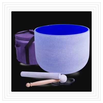 432Hz Chakra set colored quartz bowl 6 "16" frosted crystal singing bowl for yoga sound healing